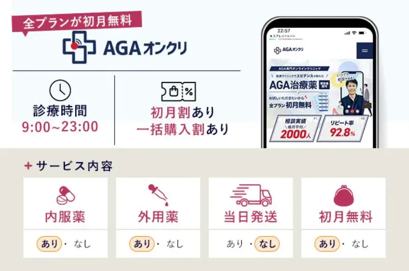 AGAのオンライン診療がおすすめのAGAオンクリ