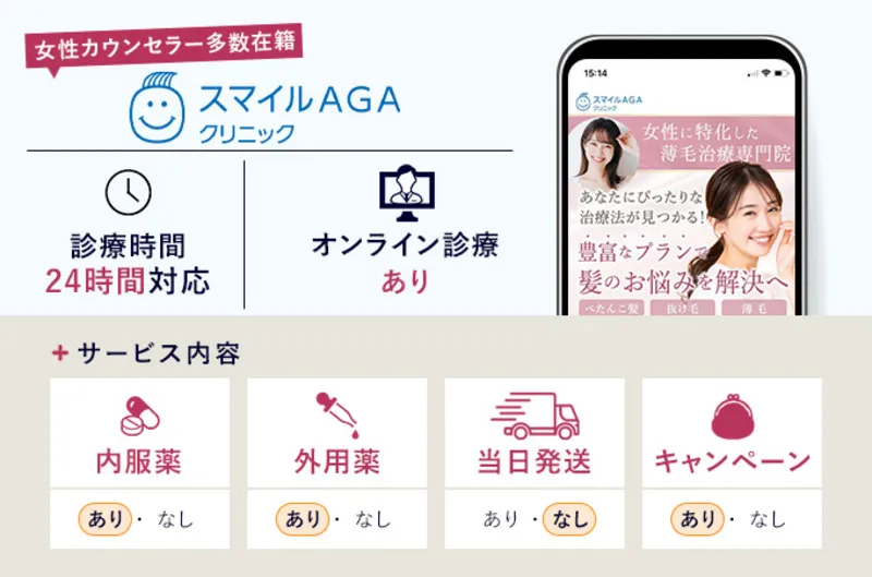 スマイルAGAクリニック女性薄毛治療